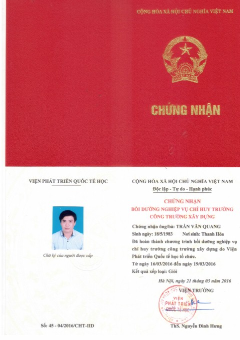 chứng chỉ chỉ huy trưởng